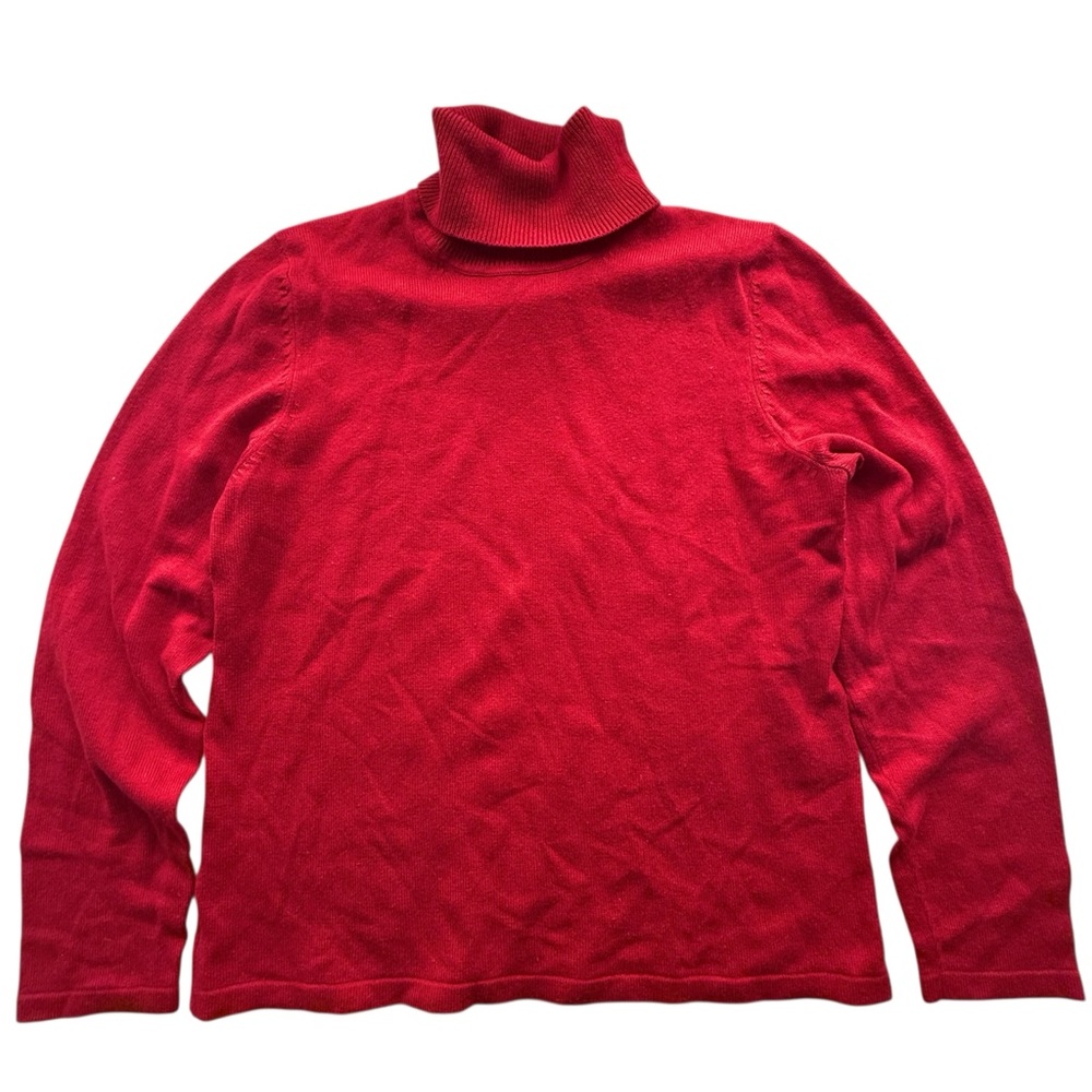 Petite Sophisticate Silk Cashmere Turtleneck Sweater Small Red Lightweight